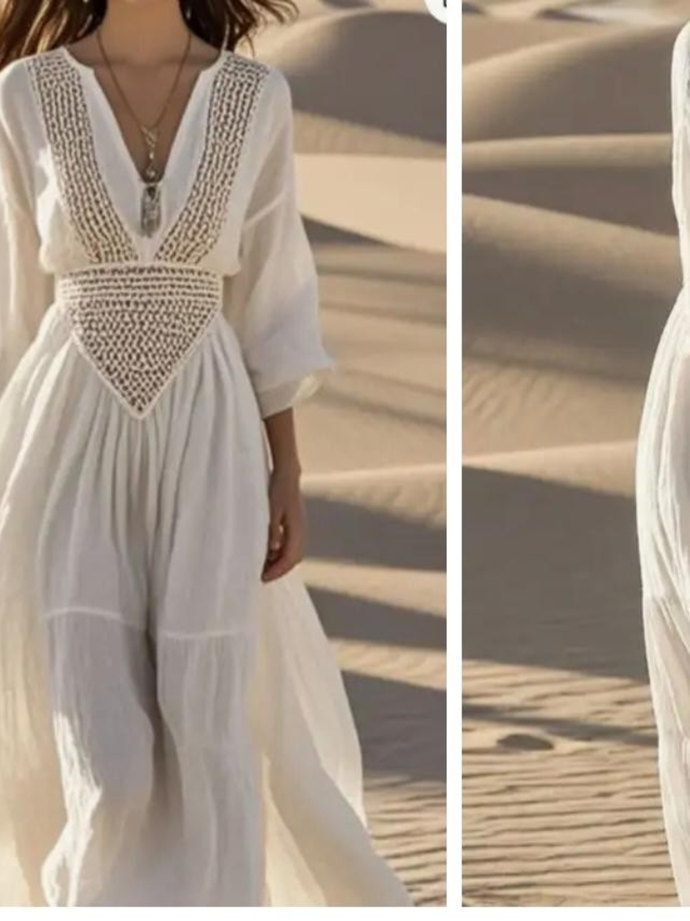 Boho Crochet-Trim White Maxi Dress - Picture 2 of 7